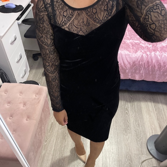 Velvet black dress with lace H&M - Picture 6 of 8